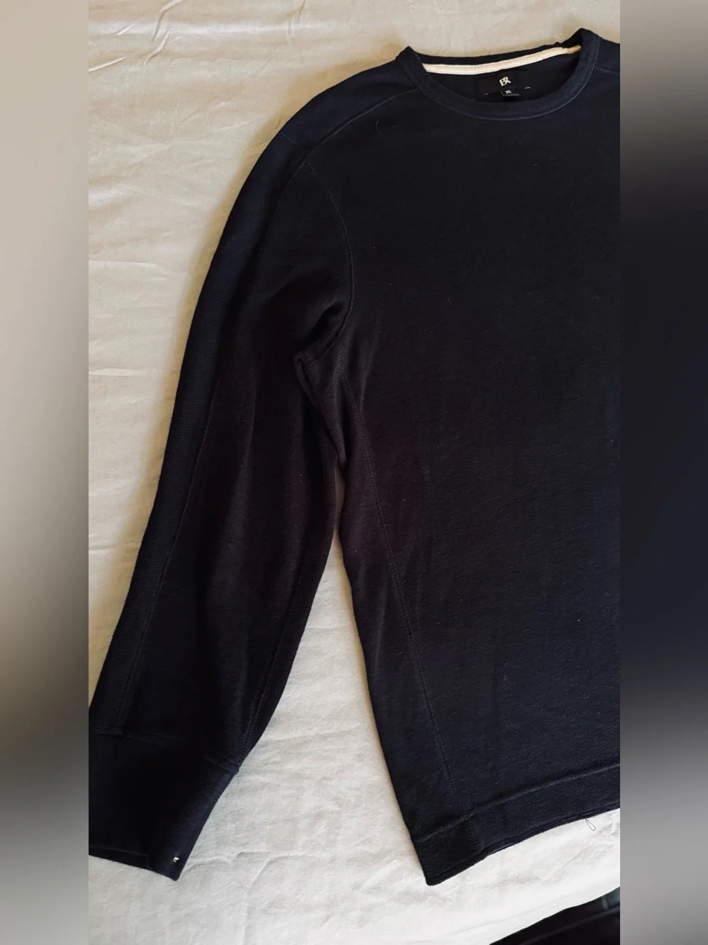 BANANA REPUBLIC Textured Men's Black Thermal Long Sleeve Crewneck Shirt Sweater